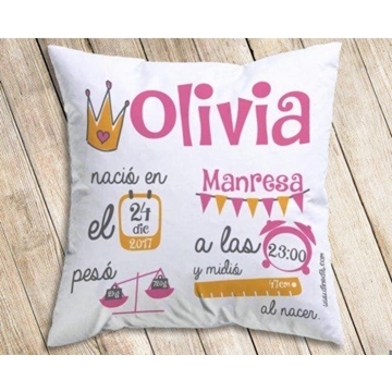 Cojín nacimiento personalizado - Imagen 1