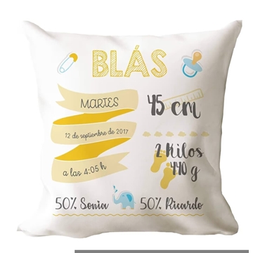 Cojín personalizado nacimiento - Imagen 1