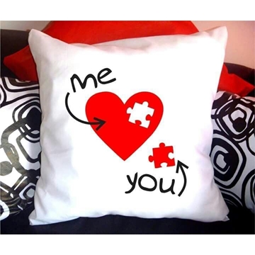 Cojín personalizado pieza puzzle San Valentín - Imagen 1