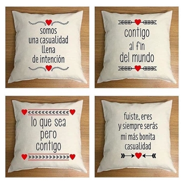 Cojín personalizado San Valentín contigo al fin del mundo - Imagen 1