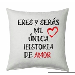 Cojín personalizado San  Valentin  eres mi única historia de amor - Imagen 1