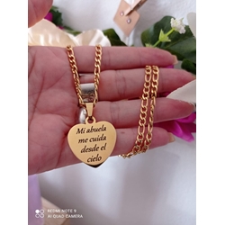 Colgante corazón mi abuela me cuida desde el cielo - Imagen 1