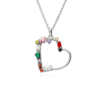 Colgante corazón Paradise con circonitas multicolor plata de primera ley - Imagen 1
