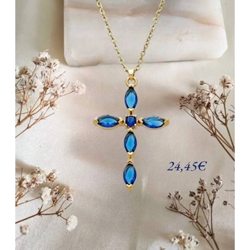 Colgante cruz  con circonitas zafiro - Imagen 1