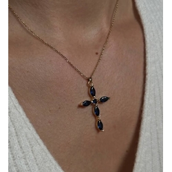 Colgante cruz  con circonitas zafiro - Imagen 2