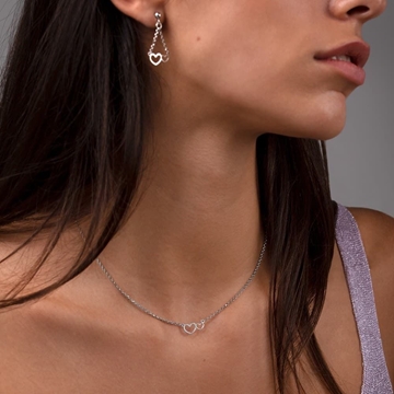 Colgante doble corazón plata de primera ley - Imagen 1