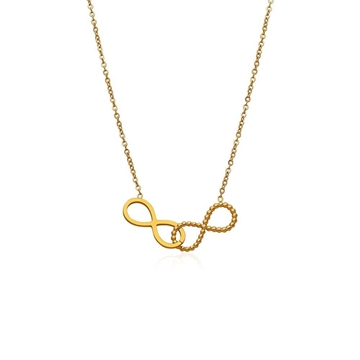 Colgante doble infinito acero bañado en oro - Imagen 1