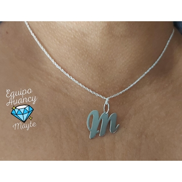 colgante letra y cadena forzada plata de ley - Imagen 1