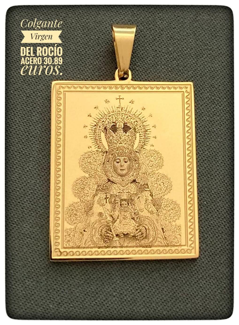 Colgante virgen del rocío acero bañada en oro - Imagen 1
