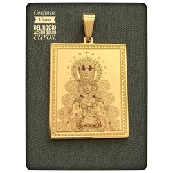 Colgante virgen del rocío acero bañada en oro - Imagen 1