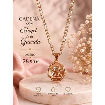 Collar ángel de la guarda acero - Imagen 1