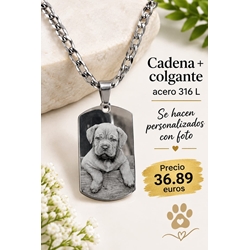 Collar con foto y cadena acero - Imagen 1