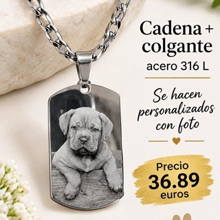 Collar con foto y cadena acero - Imagen 1