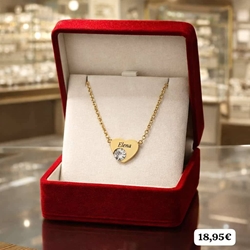 Collar corazón con circonita  Acero - Imagen 1