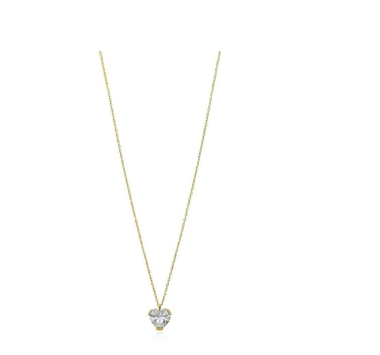 Collar corazón con circonita oro 9 ktes - Imagen 2