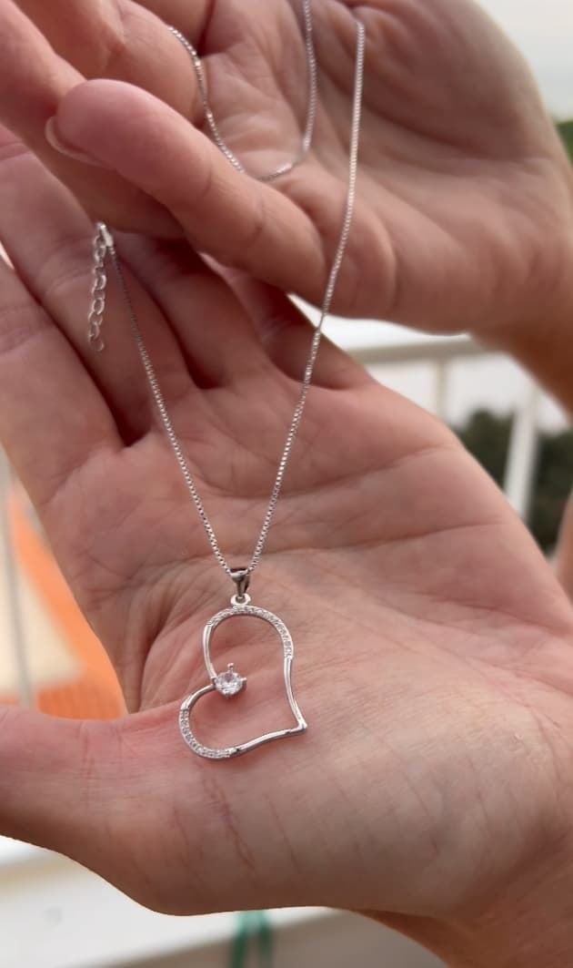 Collar corazón con circonita plata de ley - Imagen 1