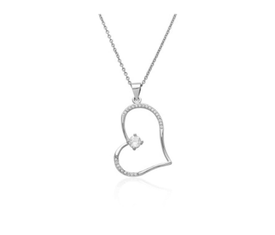 Collar corazón con circonita plata de ley - Imagen 2