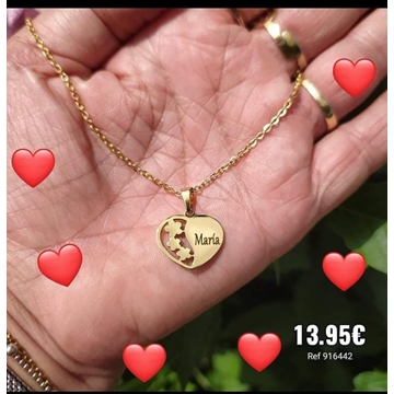 Collar corazón con flores  personalizado acero - Imagen 1