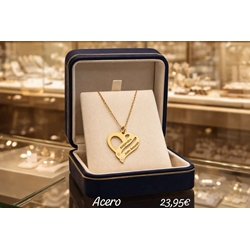 Collar corazón con nombre personalizado acero - Imagen 1