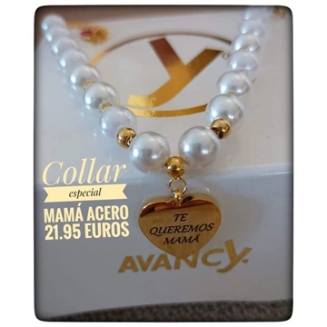 Collar corazón con perlas  personalizable de acero - Imagen 1