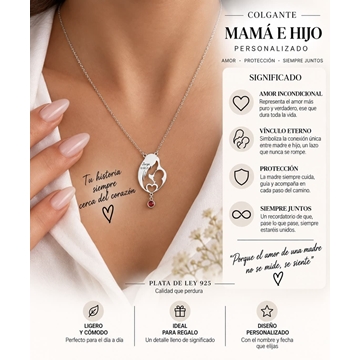 Collar corazón personalizado madre e hijo - Imagen 1