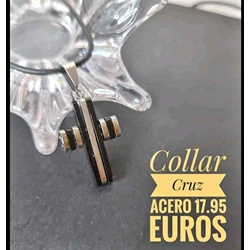 Collar cruz blanco y negro - Imagen 1