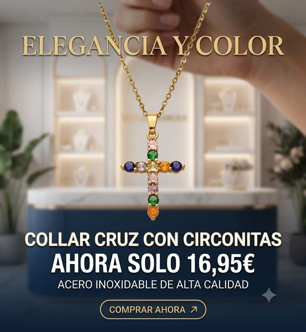 Collar cruz con circonitas de colores - Imagen 1