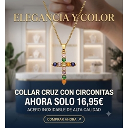 Collar cruz con circonitas de colores - Imagen 1