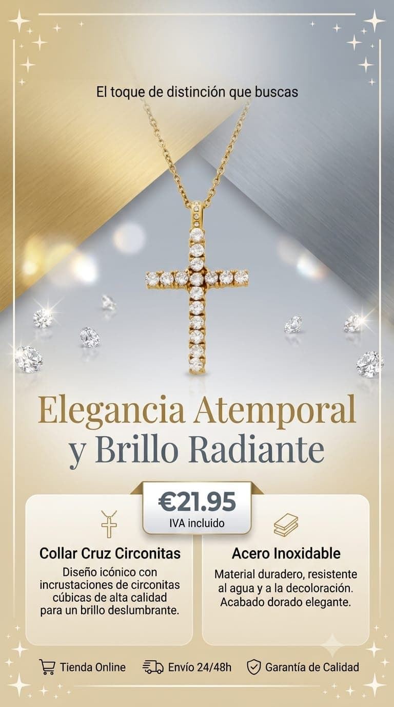 Collar cruz con circonitas - Imagen 1