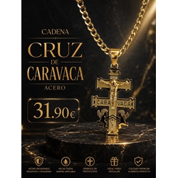Collar cruz de Caravaca acero - Imagen 1