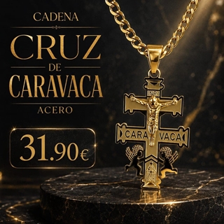 Collar cruz de Caravaca acero - Imagen 1