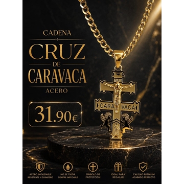 Collar cruz de Caravaca acero - Imagen 1