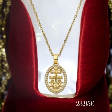 Collar cruz de Caravaca con circonita acero avancy - Imagen 1