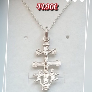 Collar cruz de Caravaca  y cadena plata de primera ley - Imagen 1