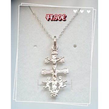 Collar cruz de Caravaca  y cadena plata de primera ley - Imagen 1