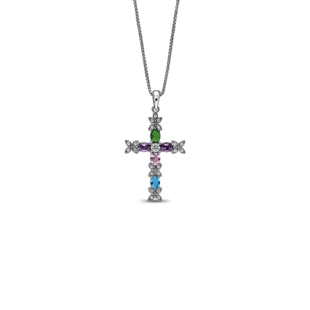 Collar cruz  flor de Lis multicolor - Imagen 3