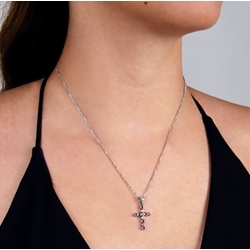 Collar Cruz multicolor plata de ley - Imagen 2