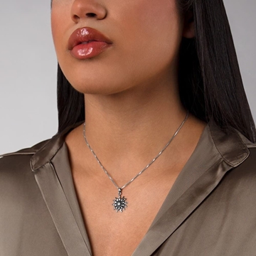 Collar Eguzkilore flor del sol plata de primera ley - Imagen 1