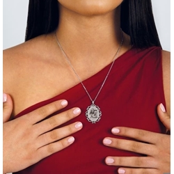 Collar fotograbado virgen del Rocío oval acero - Imagen 2