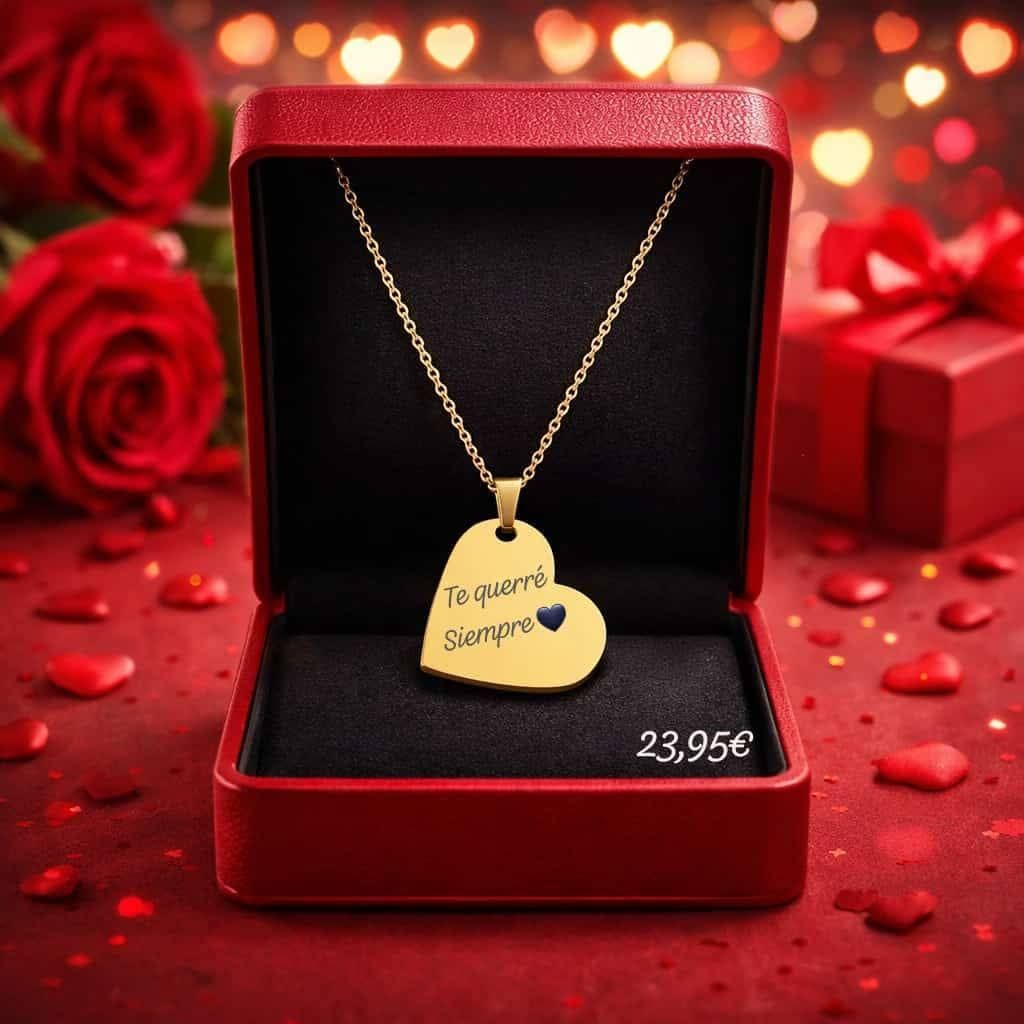 Collar inclinado corazón personalizado - Imagen 1