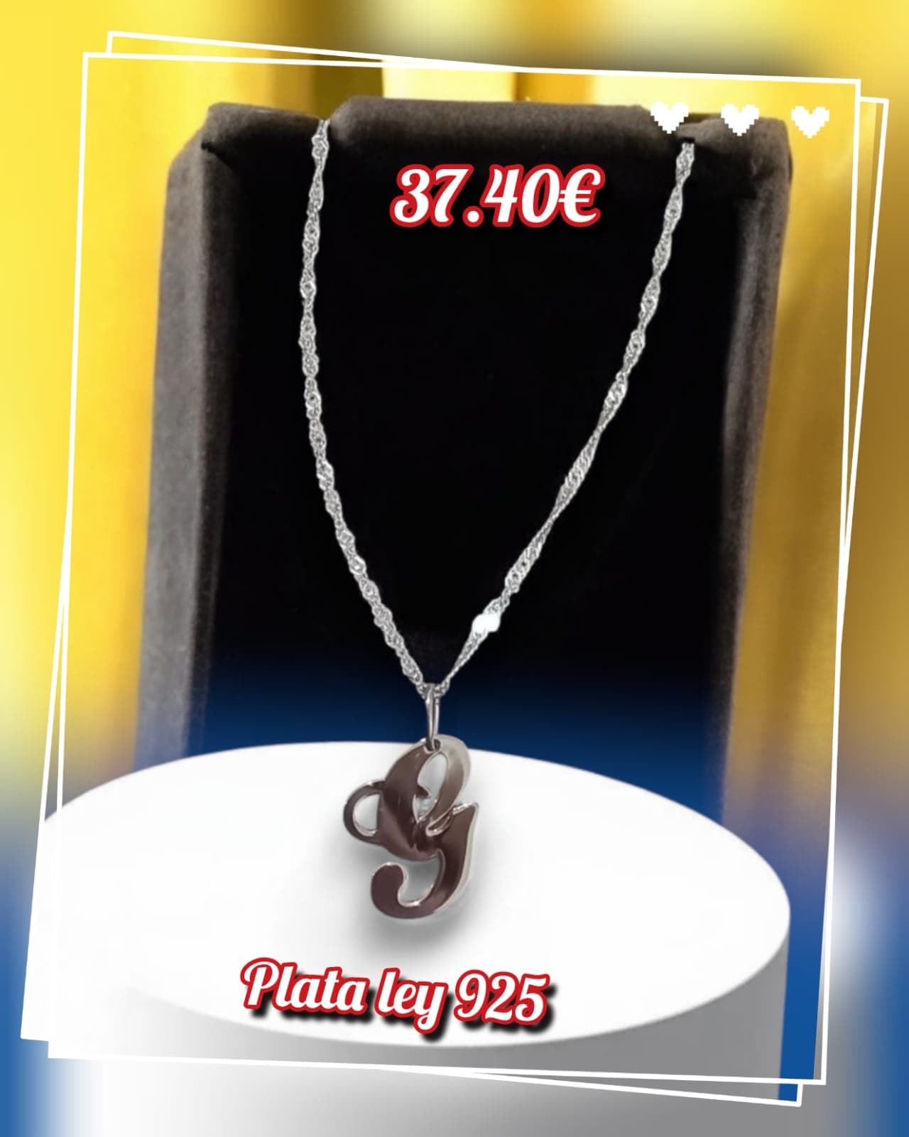 Collar inicial de plata - Imagen 1