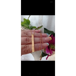 Collar lingote barra acero bañado en oro - Imagen 1