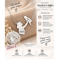 Collar madre e hijo personalizado plata - Imagen 1