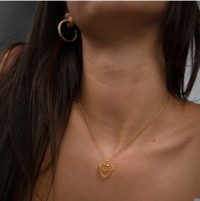 Collar mamá corazón con circonitas de colores - Imagen 2