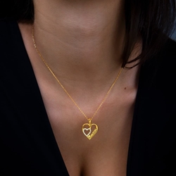 Collar mamá doble corazón plata - Imagen 1