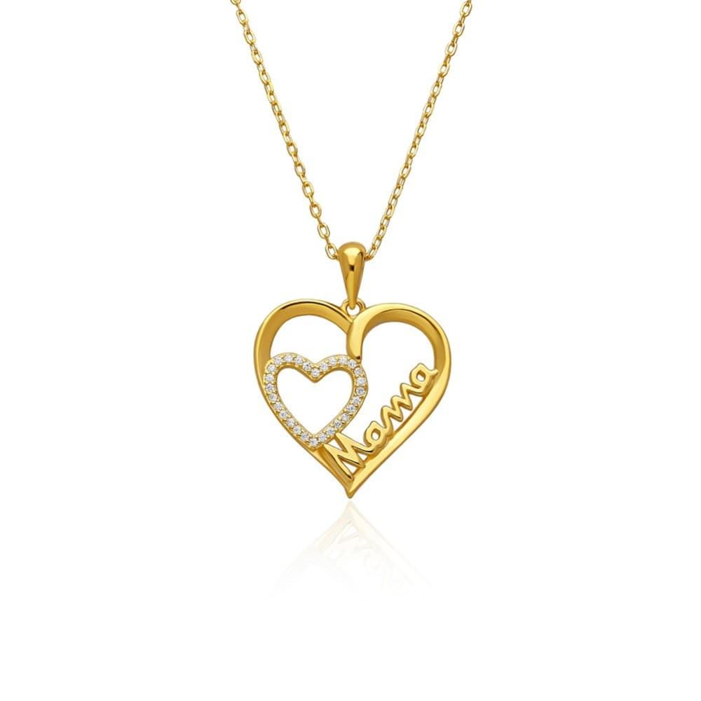 Collar mamá doble corazón plata - Imagen 2