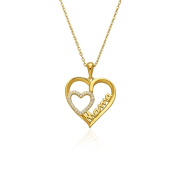 Collar mamá doble corazón plata - Imagen 2