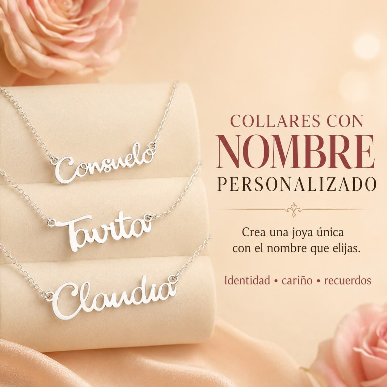 Collar personalizado con nombre Plata de primera ley - Imagen 1