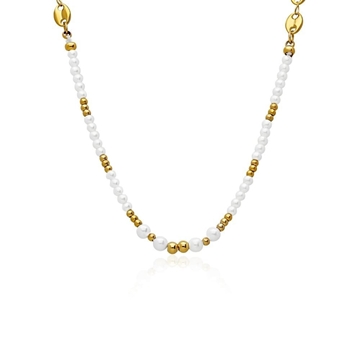 Collar  Shoker perlas entralazadas acero - Imagen 1