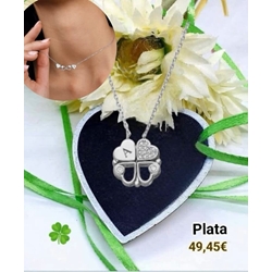 Collar trébol de corazones plata de primera ley - Imagen 1